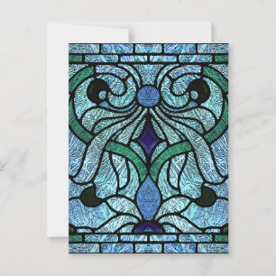 Carte Postale Vitraux victoriens de riche bleu