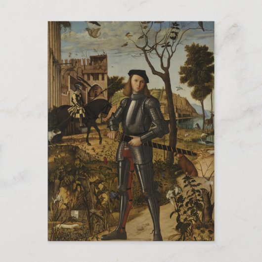 Carte Postale Vittore Carpaccio - Jeune chevalier dans un paysag (Devant)