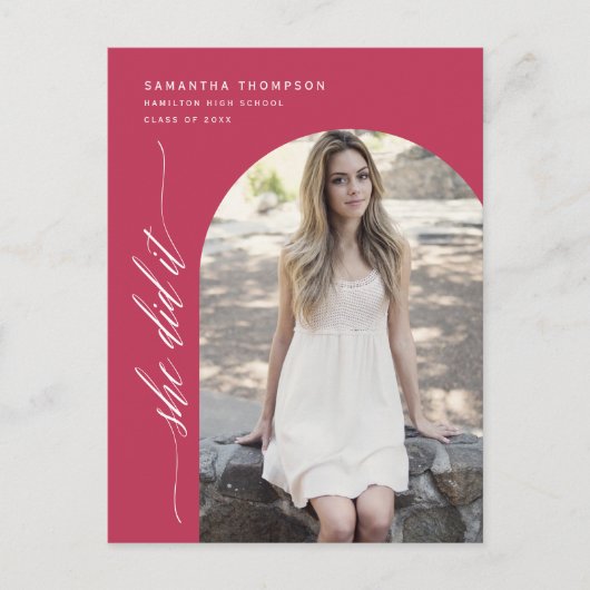 Carte Postale Viva Magenta Elle L'A Fait Graduation Arch Photo P (Devant)