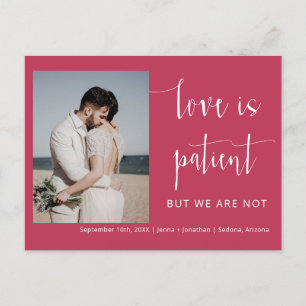 Carte Postale Viva Magenta Moderne Script Minimal Elopement Phot