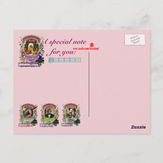 Carte Postale Vivaldeer Funny Deer Faune Animal Composer Vivaldi (Dos)