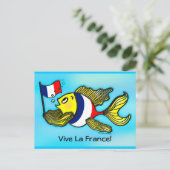 Carte Postale VIVE LA FRANCE Drapeau français Poisson drôle dess (Debout devant)