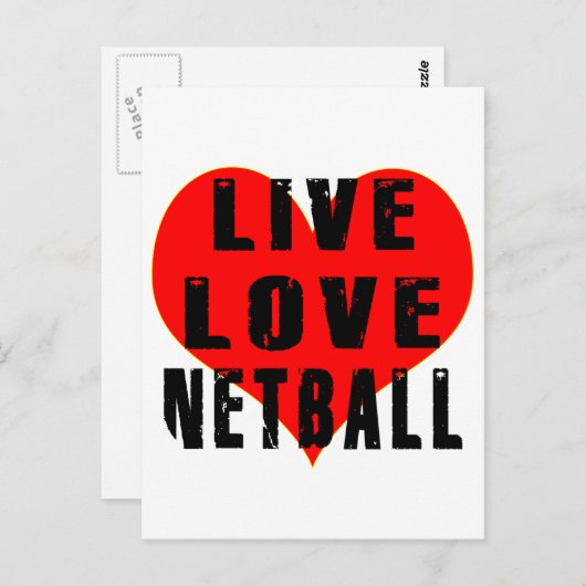 Carte Postale Vivez Amour Netball (Devant / Derrière)