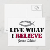 Carte Postale Vivez ce que je crois - Jésus Christ (Devant / Derrière)