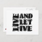 Carte Postale Vivez et laissez vivre Citation de slogan de récup (Devant / Derrière)