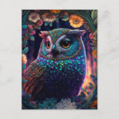 Carte postale Vivid Rainbow Owl Art (Devant)