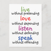 Carte Postale vivre, aimer, écouter, parler (Devant)