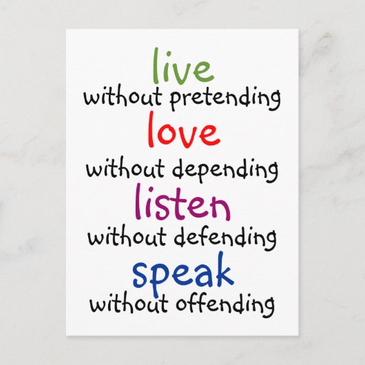 Carte Postale vivre, aimer, écouter, parler (Devant)