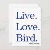 Carte Postale Vivre. Aimer. Oiseau. (Devant / Derrière)