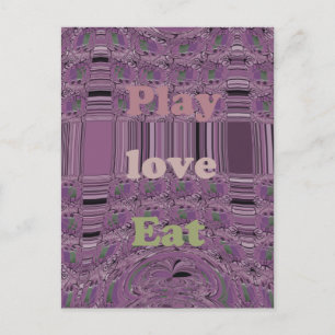 Carte Postale Vivre au maximum : Manger, Amour, Jouer Design