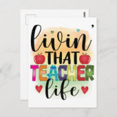 Carte Postale Vivre Cette Vie D'Enseignant - Cadeau Pour Enseign (Devant / Derrière)