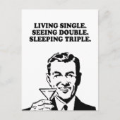 CARTE POSTALE VIVRE SEUL - VOIR DOUBLE - DORMIR TRIPLE (Devant)