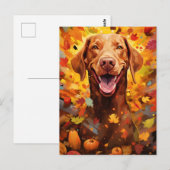 Carte Postale Vizsla Automne Action de grâce  (Devant / Derrière)