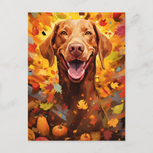 Carte Postale Vizsla Automne Thanksgiving