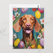 Carte Postale Vizsla Bonne Pâques (Devant / Derrière)