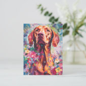 Carte Postale Vizsla colorée (Debout devant)