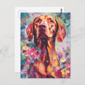 Carte Postale Vizsla colorée (Devant / Derrière)