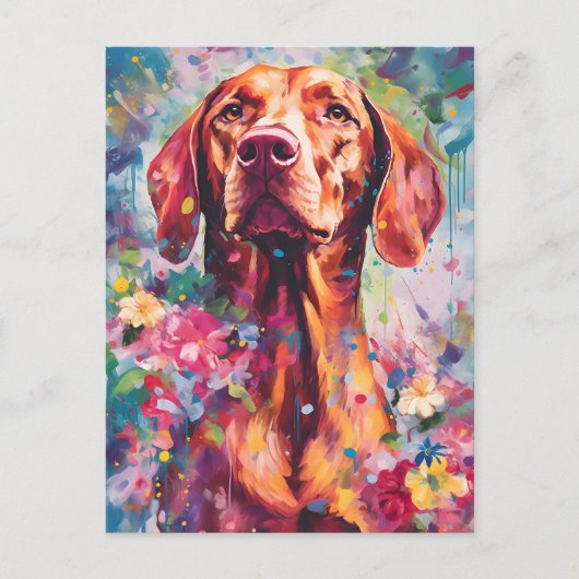 Carte Postale Vizsla colorée (Devant)