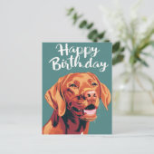 Carte Postale Vizsla Joyeux Anniversaire  (Debout devant)