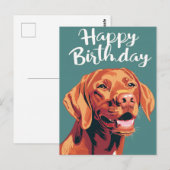 Carte Postale Vizsla Joyeux Anniversaire  (Devant / Derrière)
