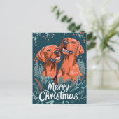 Carte Postale Vizsla Joyeux Noël (Debout devant)