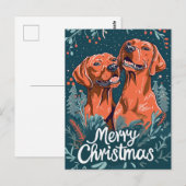 Carte Postale Vizsla Joyeux Noël (Devant / Derrière)