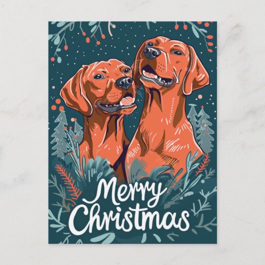 Carte Postale Vizsla Joyeux Noël (Devant)