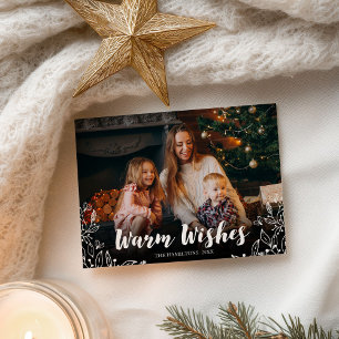 Carte Postale Vœux chaleureux Photo de Noël de feuillage d'hiver