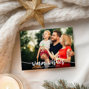 Carte Postale Vœux chauds avec photo de calligraphie Noël