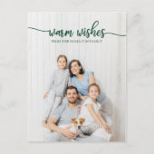 Carte Postale Vœux chauds Vert Script Photo unique Noël (Devant)