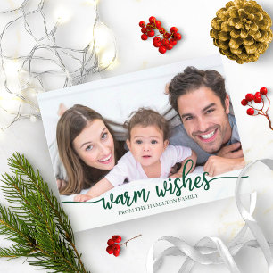 Carte Postale Vœux Chics Calligraphie Verte Photo Noël