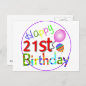 Carte Postale vœux d'anniversaire 21 ans (Devant / Derrière)