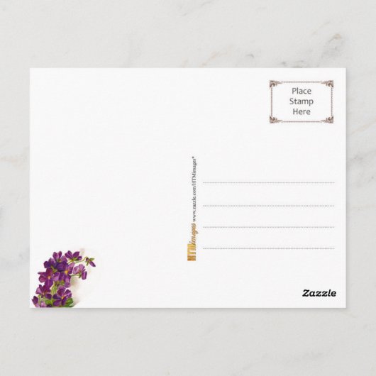 Carte Postale Voeux d'anniversaire avec Violettes (Dos)