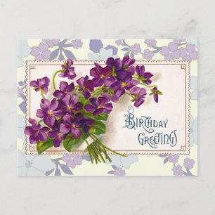 Carte Postale Voeux d'anniversaire avec Violettes