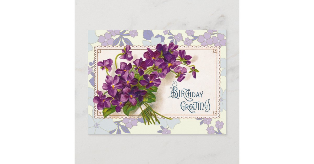 Carte Postale Voeux D Anniversaire Avec Violettes Zazzle Be
