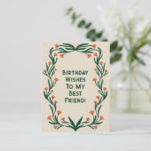 Carte Postale Vœux d'anniversaire Cadre floral élégant (Debout devant)