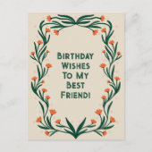 Carte Postale Vœux d'anniversaire Cadre floral élégant (Devant)