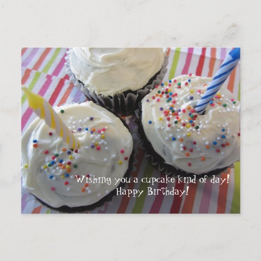 Carte Postale Vœux d'anniversaire Cupcakes (Devant)