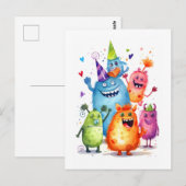 Carte Postale Voeux d'anniversaire de monstre. Les monstres font (Devant / Derrière)