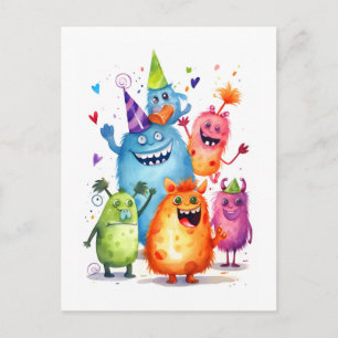 Carte Postale Vœux d'anniversaire de monstres. Les monstres font