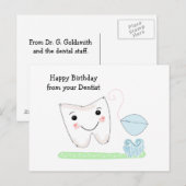 Carte Postale Voeux d'anniversaire du dentiste (Devant / Derrière)