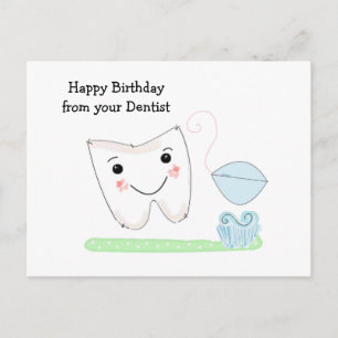 Carte Postale Voeux d'anniversaire du dentiste