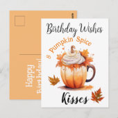Carte Postale Vœux d'anniversaire et baisers de citrouille épicé (Devant / Derrière)