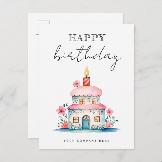 Carte Postale Vœux d'anniversaire Maison de gâteau de gâteau à v (Devant / Derrière)