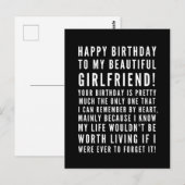 Carte Postale Vœux d'anniversaire sarcastiques et drôles pour un (Devant / Derrière)