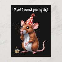 Vœux d'anniversaire tardifs avec un rat mignon