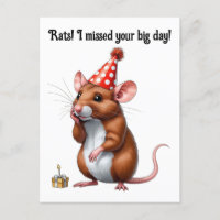 Vœux d'anniversaire tardifs avec un rat mignon