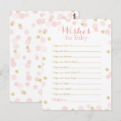 Carte Postale Vœux de Baby Shower Rose et Or Confetti (Devant / Derrière)