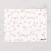 Carte Postale Vœux de Baby Shower Rose et Or Confetti (Dos)