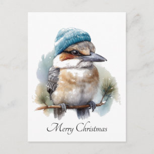 Carte Postale Vœux de Kookaburra d'hiver, personnalisé